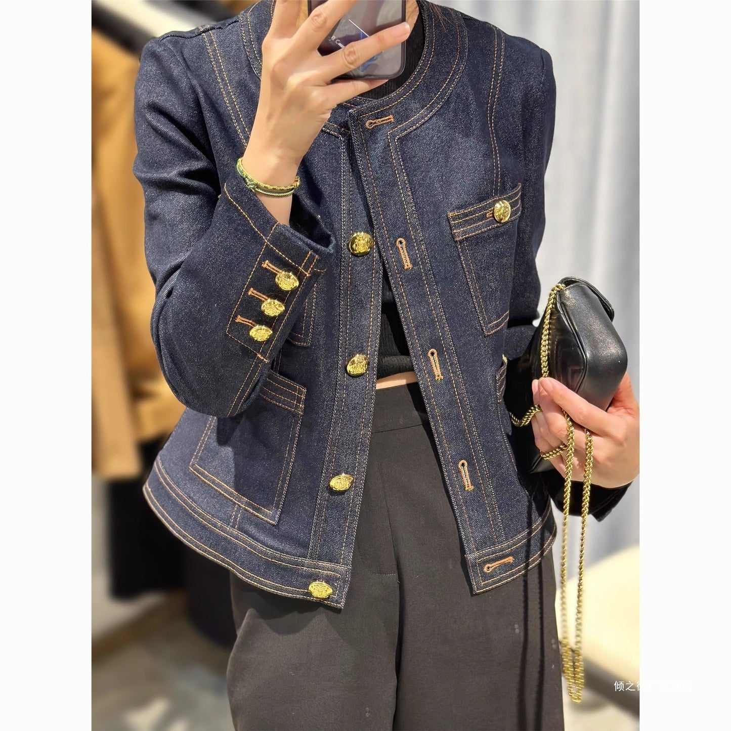 Golden Edge Denim Blazer