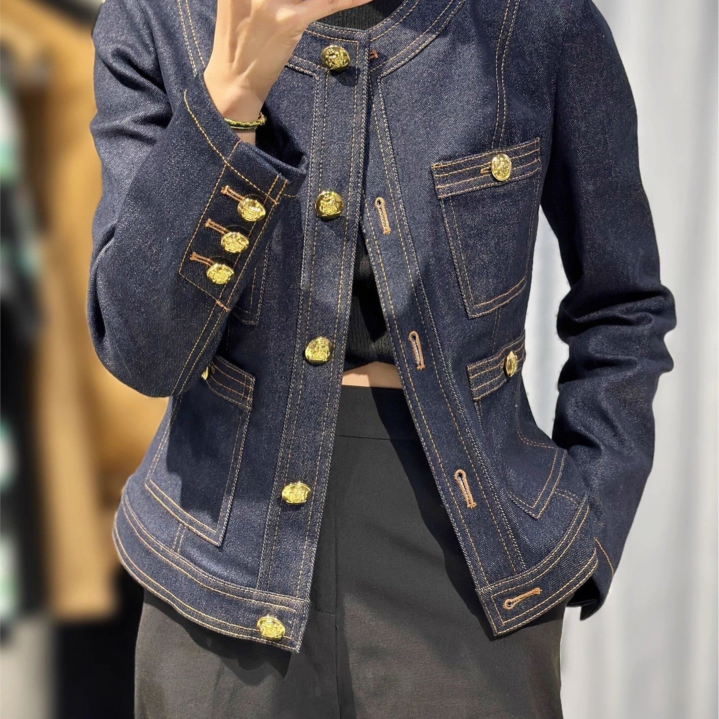 Golden Edge Denim Blazer